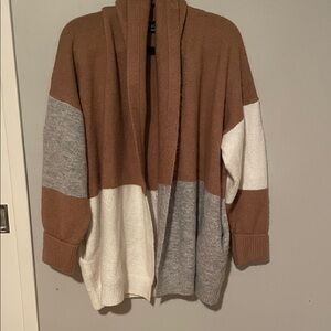 Vici Tri-Tone Cardigan in Tan, Gray, and Cream